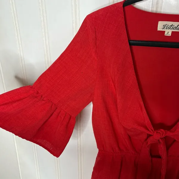 Anthropologie Listicle Mid Bell Sleeve Romper with Cut Out Knot Front - Image 10