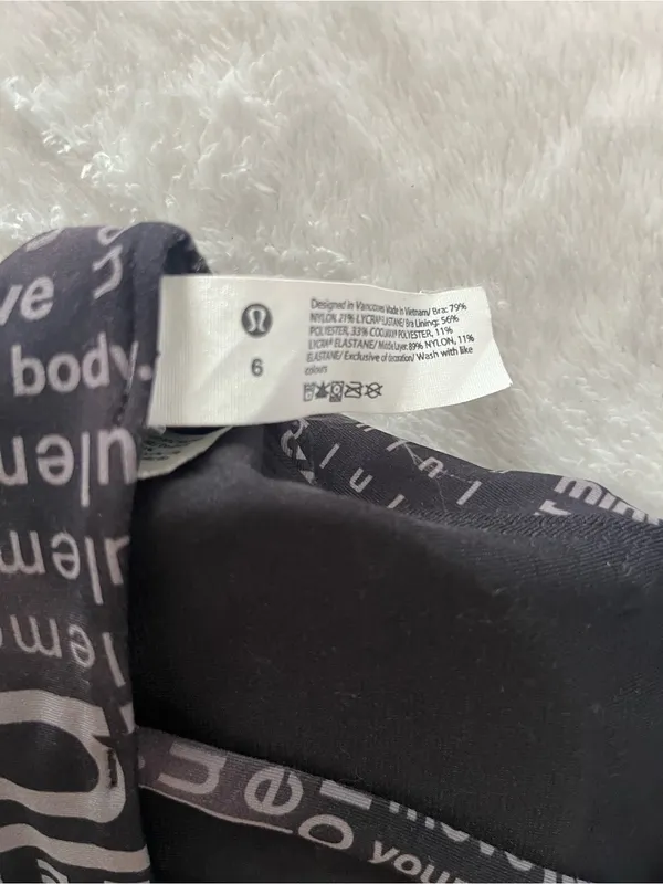 lululemon athletica Black Logo-Print High Neck Sports Bra with Strappy Back - Image 5