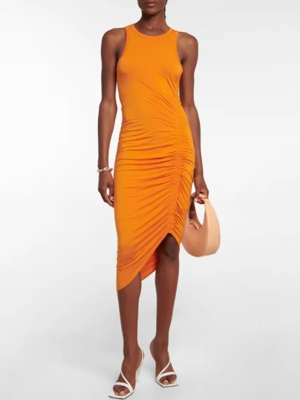 Veronica Beard Haylee Midi Dress in Orange Size Large - Image 2