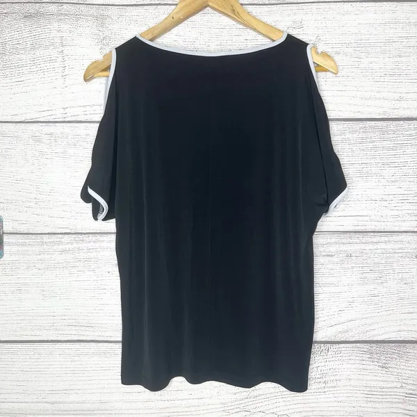 Ivanka Trump Black & White Trim Open Tie Sleeve Blouse Top Size Small - Image 9