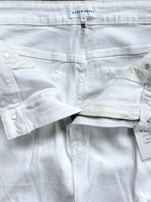 NWT Risen Jeans High Rise Distressed Wide Leg Dad Jeans White Size 3X - Image 5
