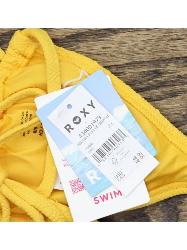 NWT Roxy Haleiwa Built Swim Bikini Top Juniors 19810860313 Golden Rod Gold S - Image 5