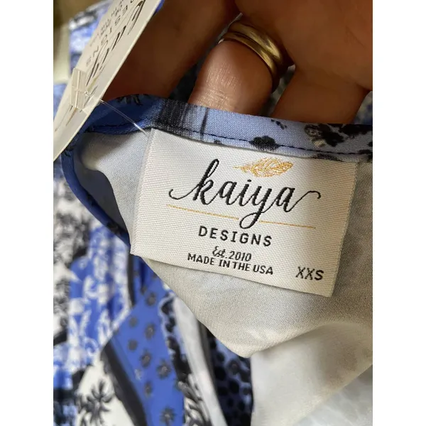 Kaiya Designs Womens Dress Size‎ XXS Serene Manning Blue Patchwork Sundress NEW - Image 4