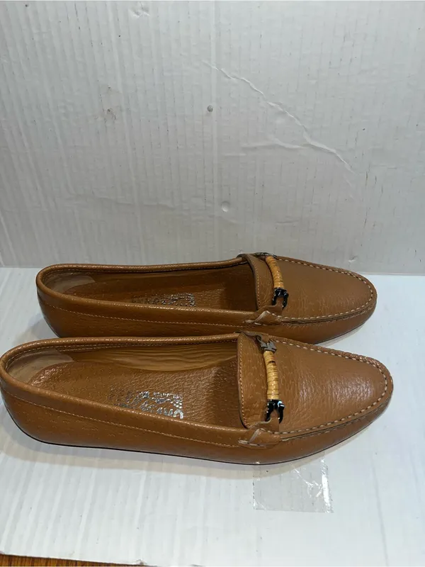 VTG Salvatore Ferragamo tan Leather Horse bit Driving Loafers 7 1/2 C SN 21759 - Image 5