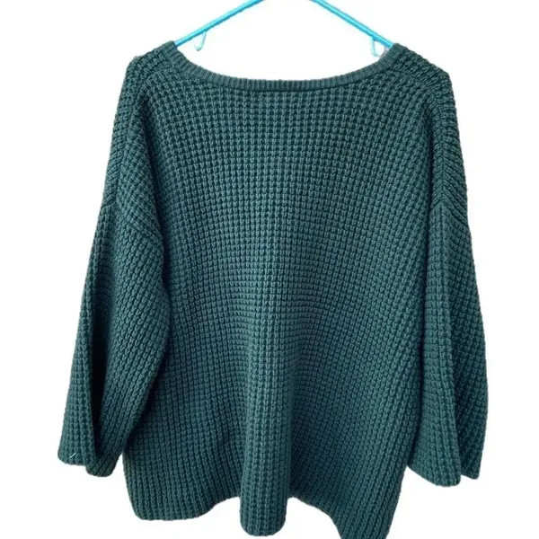 Lands’ End size L chunky knit dolman sleeves V Neck cardigan. - Image 2