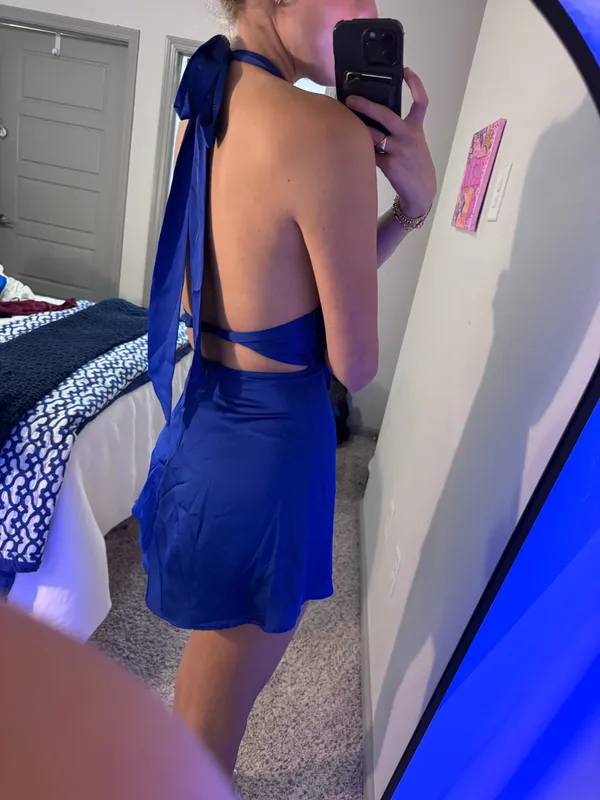 royal blue lucy in the sky halter dress - Image 3