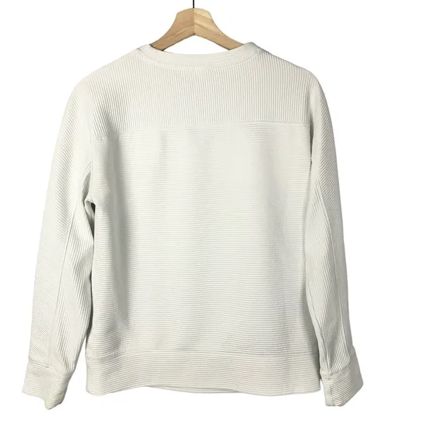 Gap Fit White Thick Ribbed‎ Crewneck Sweatshirt XS - Image 2