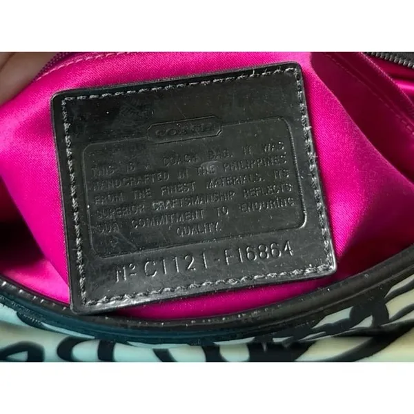 COACH Graffiti Kyra Poppy‎ black white red sateen shoulder crossbody bag F16864 - Image 4