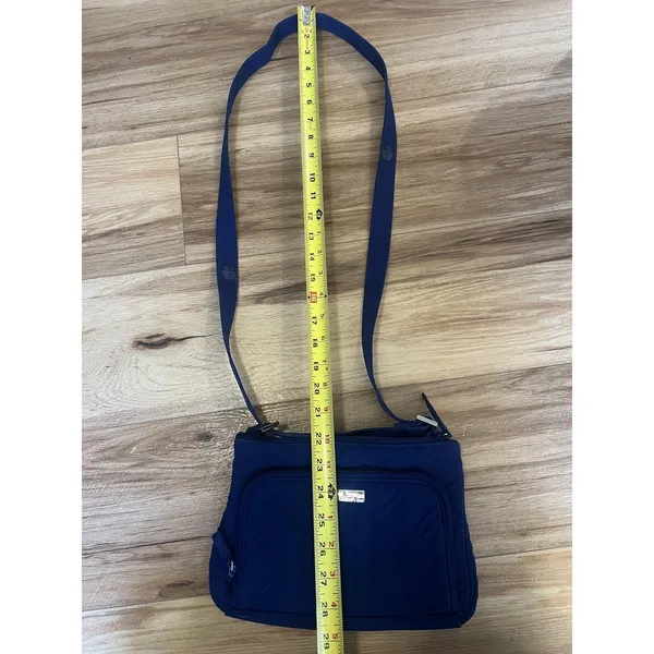 Vera Bradley Crossbody Bag Womens Navy Quilted Adjustable Strap Front Zip Pocket - Image 10