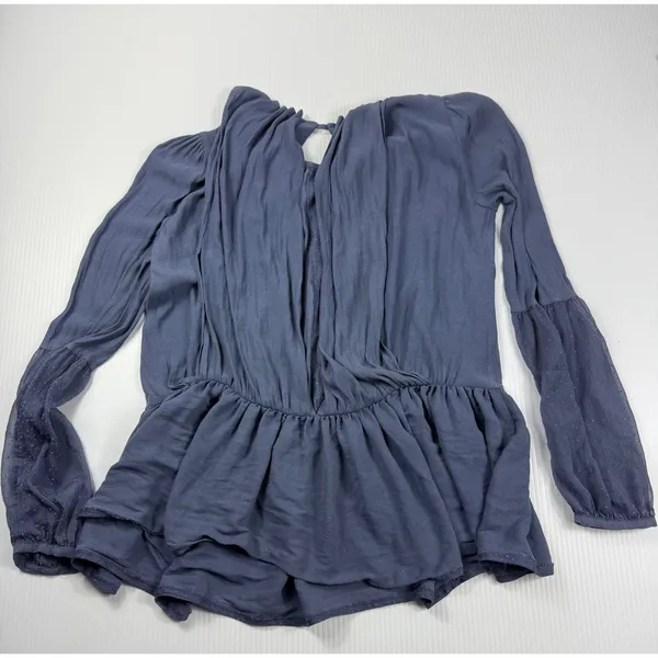 Free People Tunic Top Ruffle Hem Long Sleeve Blouse Flowy‎ XS - Image 5