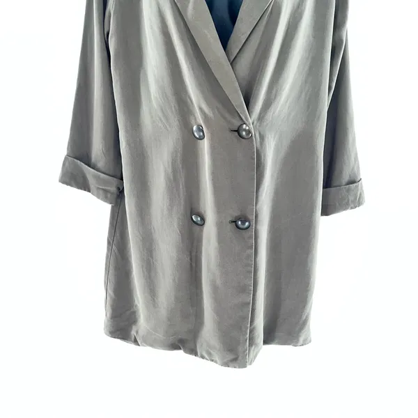 Lovers + Friends Olive Green Double-Breasted Trench Short Coat/Long Jacket-Sz S - Image 4
