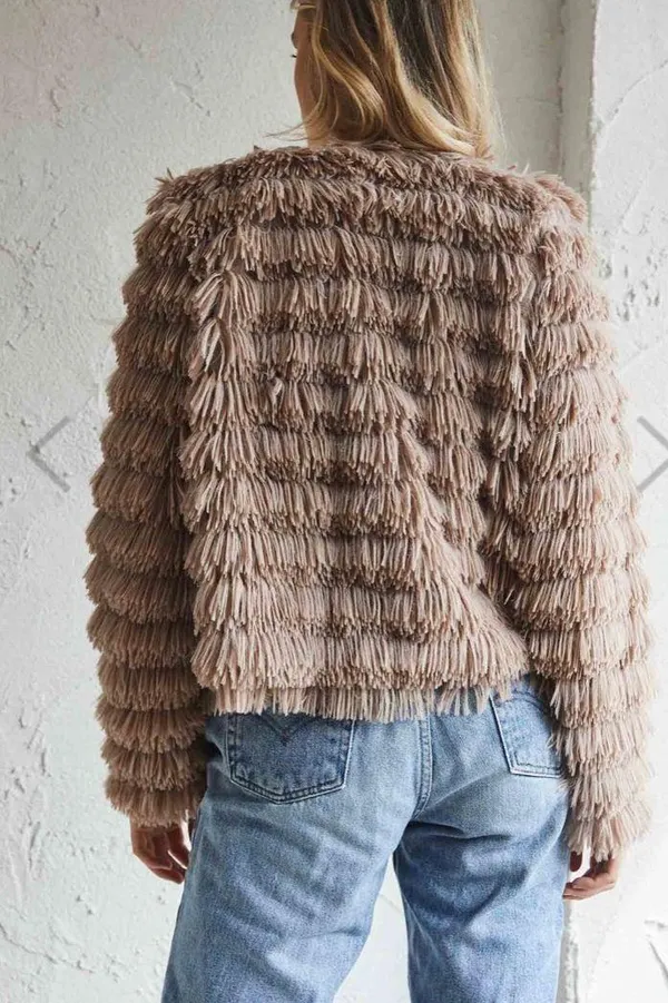 Main Strip faux fur jacket - Image 3