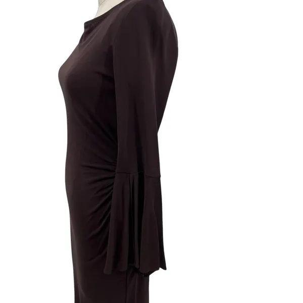 Diane von Furstenberg Vintage Brown Bell Sleeve Sheath‎ Dress Y2K Size 12 - Image 6