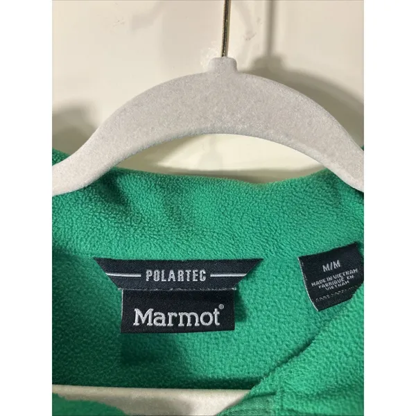 Marmot Polartec 1/4 Zip Green Fleece Pullover Medium Lightweight Outdoor Hiking - Image 2