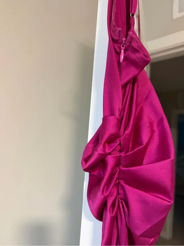 Pink Lily Fuchsia Satin Slip Cocktail Dress - Image 6