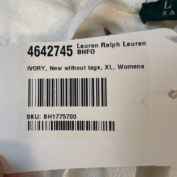 Lauren Ralph Lauren Ivory 100% Linen Cargo Pants Womens XL Drawstring Tie‎ Cuff - Image 6