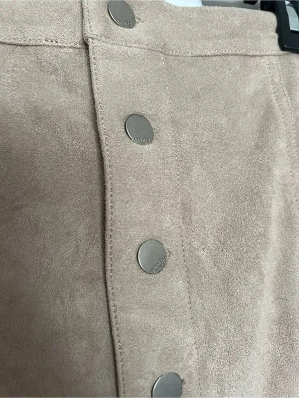 Express Taupe Suede-Look Button Front Mini Skirt - Image 2