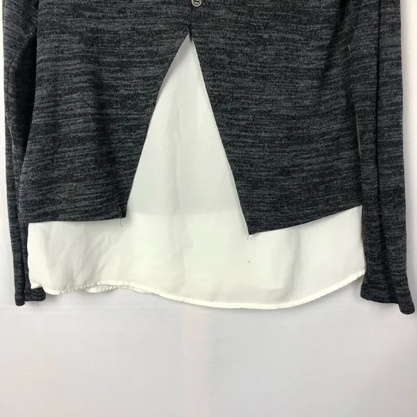 Maurices Dark Gray Button‎ Back Layered Long Sleeve Top XS - Image 7