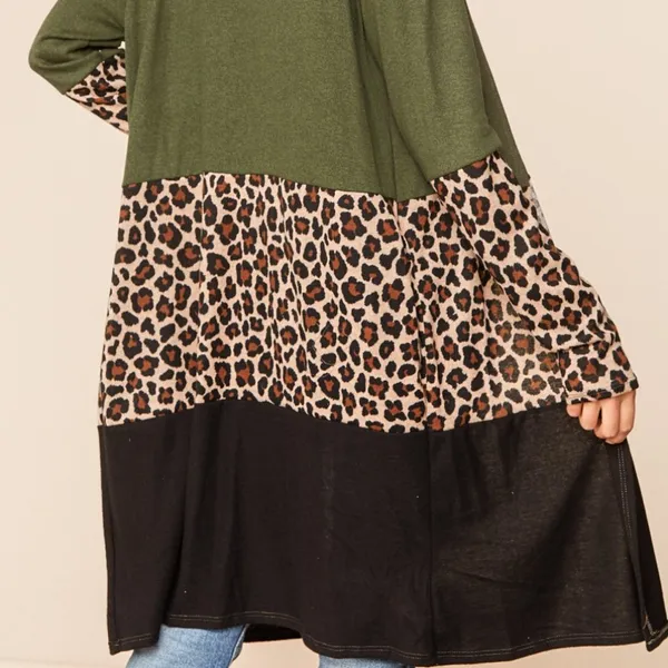 HAPTICS Western Boho Cheetah Small Colorblock Long Sleeve Pocket Cardigan - Image 6