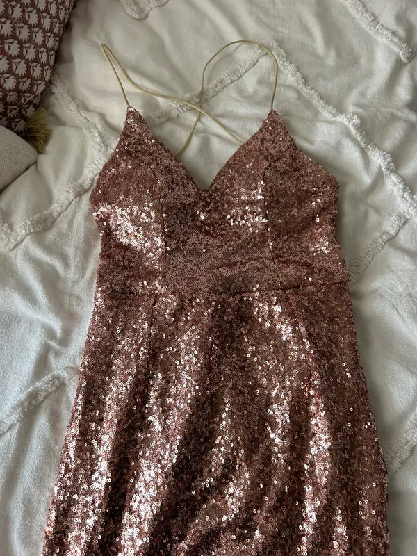 Hello Molly Sequin Rose Gold Mini Dress - Image 4