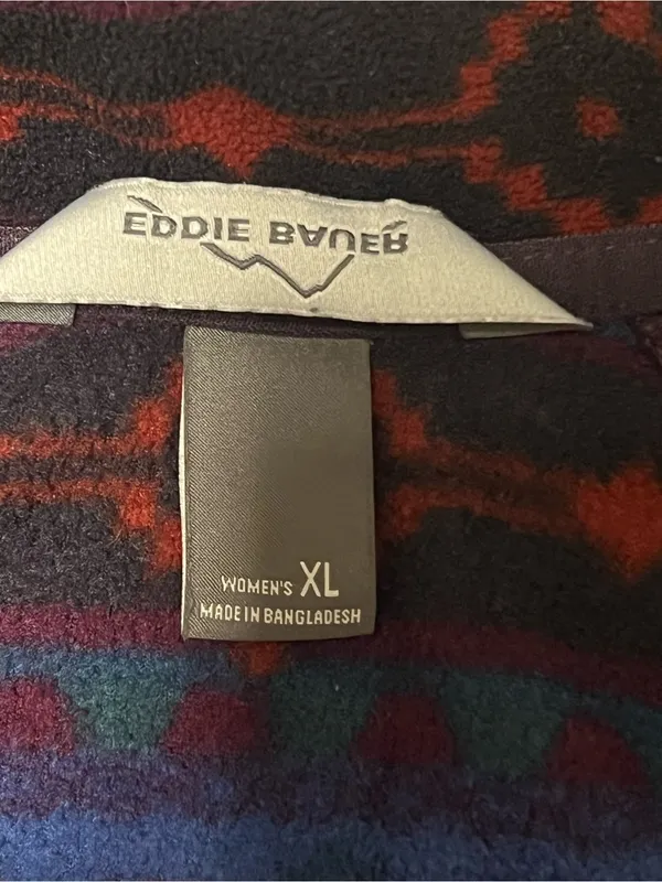Eddie Bauer Women XL Aztec Fleece Pullover Southwestern Quarter Zip Cozy - Image 3
