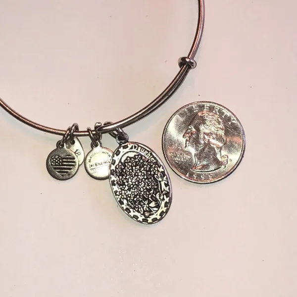 Alex and Ani Silver Tone Daughter Flowers Charm Bangle Bracelet - Image 3