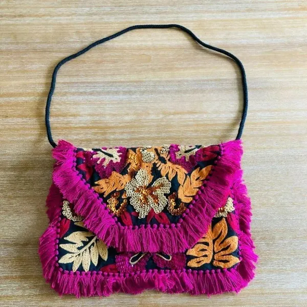Anthropologie Ibban Bright Tropics Embellished Bag - Image 5