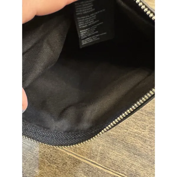 Club Monaco Leather Bag Pouch Zip Cosmetics Black Travel‎ - Image 6