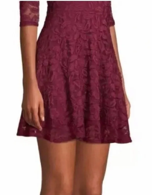 Material Girl Burgundy Lace Dress | Size Small - Image 5