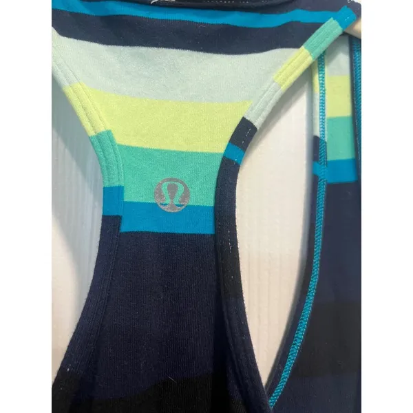 Lululemon tank 2 stripes teal navy‎ green athletic top racer back - Image 3