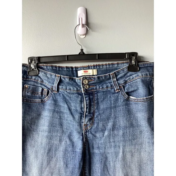 Levis 526 Slender Bootcut Jeans Medium Wash Blue Double Button Mid Rise Denim - Image 5
