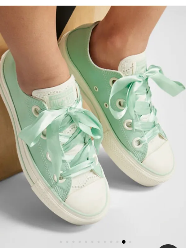 Converse Chuck Taylor All Star Lift Matte Satin lace Ribbon Sneaker Canvas Mint - Image 6