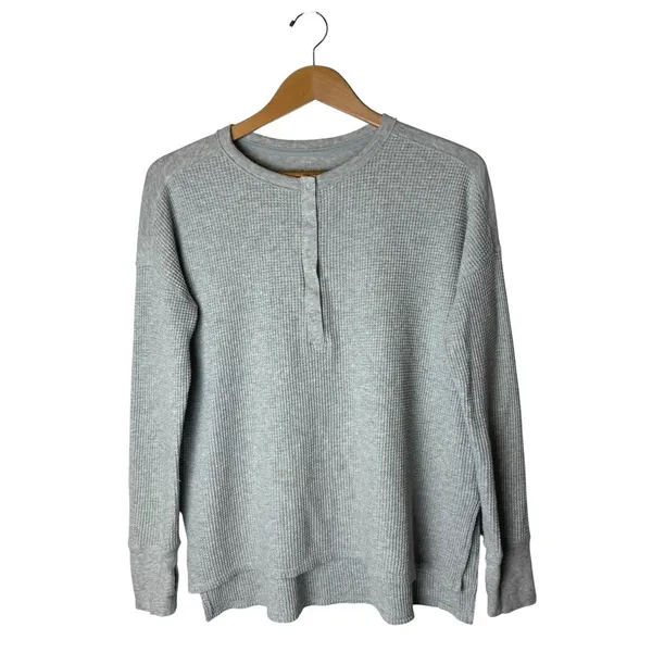 OFFLINE by Aerie Waffle Henley Shirt Women XS Gray Long Sleeve Athleisure - Image 2