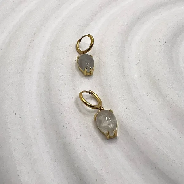 Earrings water droplets‎ heart Gold - Image 2