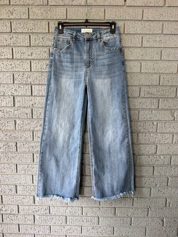 Risen Jeans High Waisted Frayed Hem Wide Leg Jeans Size 5/27 - Image 2