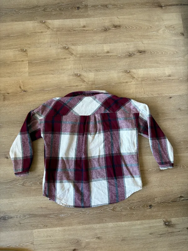 Red Flannel Button Up Shacket - Image 5