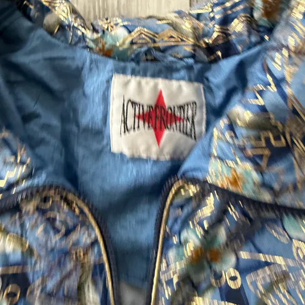VINTAGE- Active Frontier 90’s Windbreaker Bomber Jacket Aztec size XL - Image 5