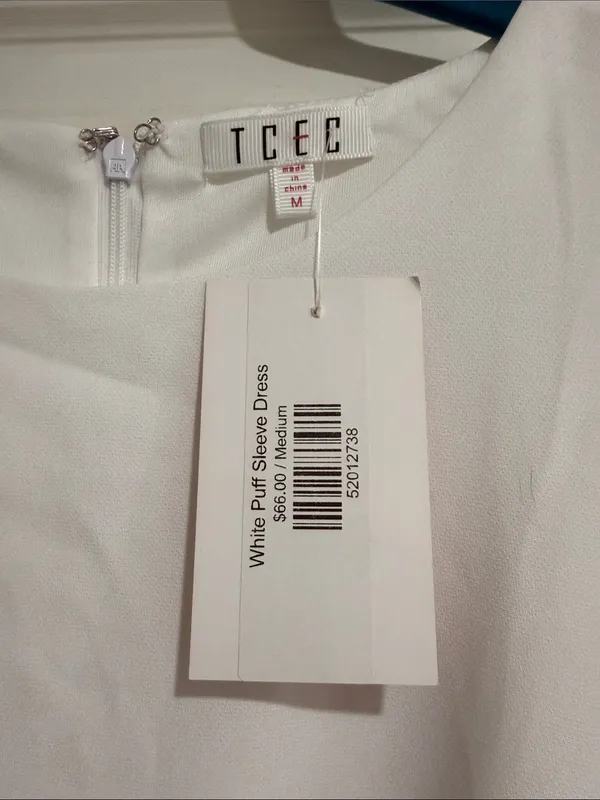 TCEC White Puff Sleeve Mini Dress - Image 2