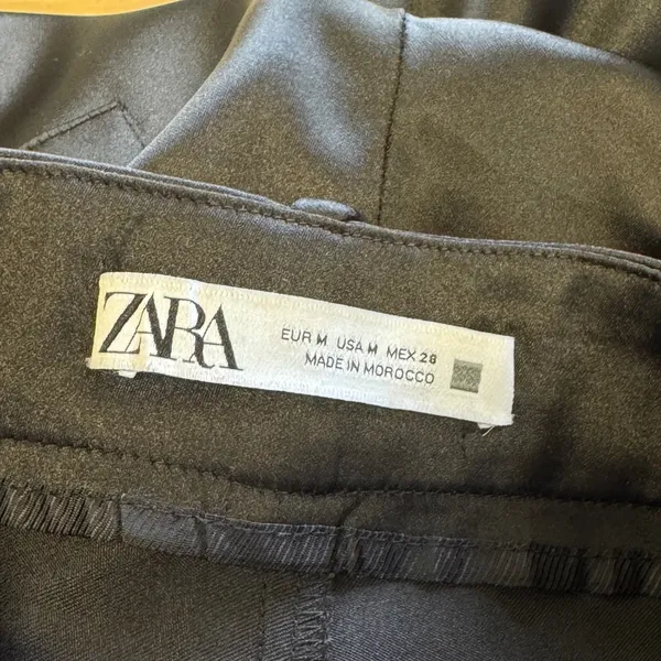 Zara Satin Cargo Pants Wide Leg Utility Trousers Size Medium Women's Black - Image 5