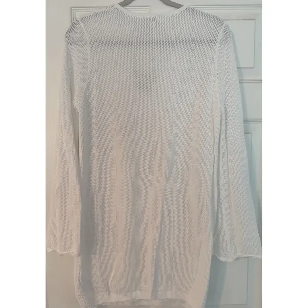 House of Harlow 1960 White Mesh‎ Swim Cover Up Mini Dress Boho Peasant Heavy M - Image 2