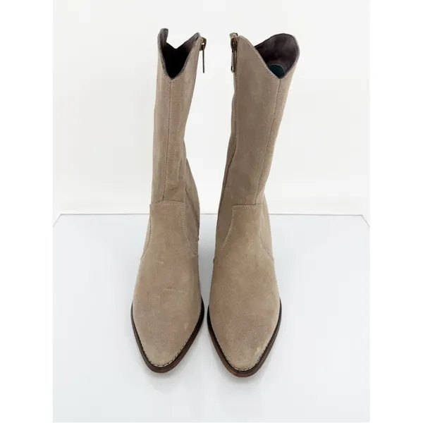NEW TOP 3 Leather Mid Calf Cowboy‎ Boots Women's Size 8 Tan Western - Image 2
