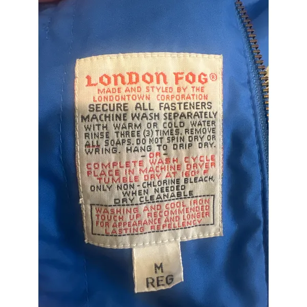 London Fog 2 in 1 Vintage Blue Puffer Parka Jacket Patterned Lining Womens M - Image 6