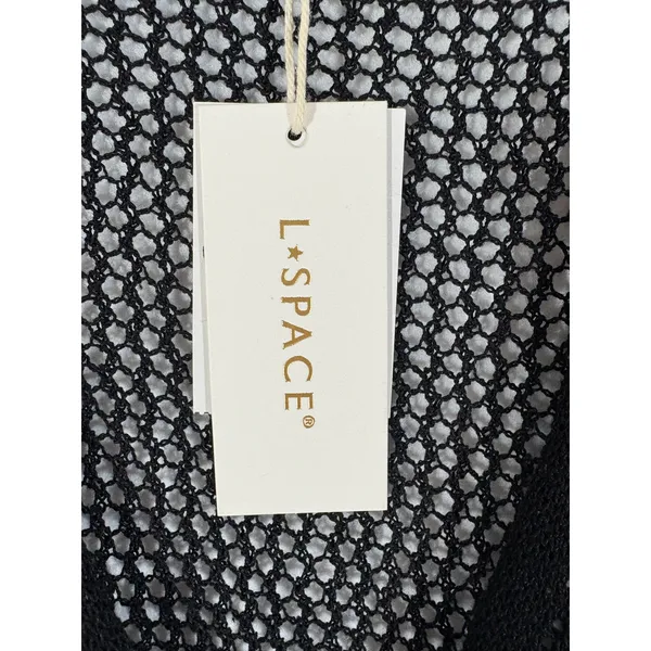 L*Space Adrift Dress Black Crochet Maxi Button Down Cover Up Medium - Image 7