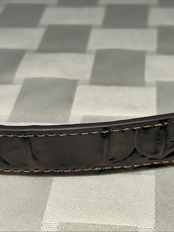 Brahmin Leather Croc-Embossed Detachable Strap with Gold Hardware - Dark Brown - Image 4