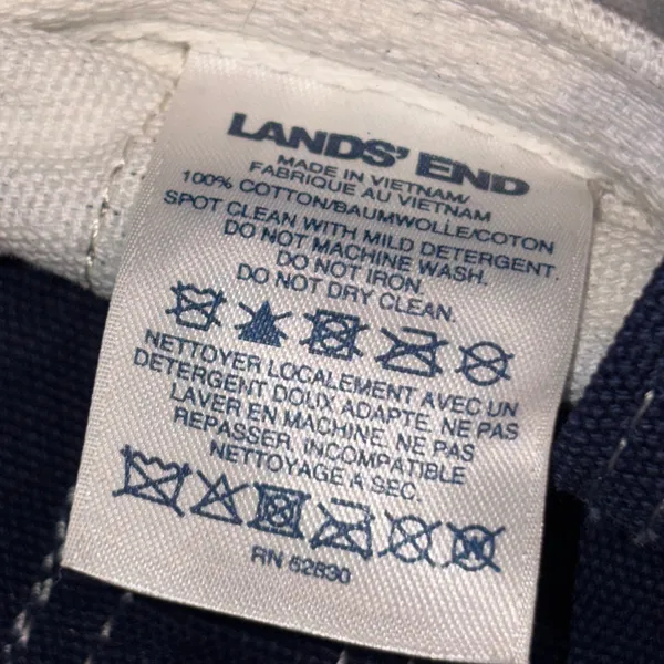 Lands’ End Navy Blue Canvas Daisy Drawstring Bucket Bag Shoulder Bag Crossbody - Image 6