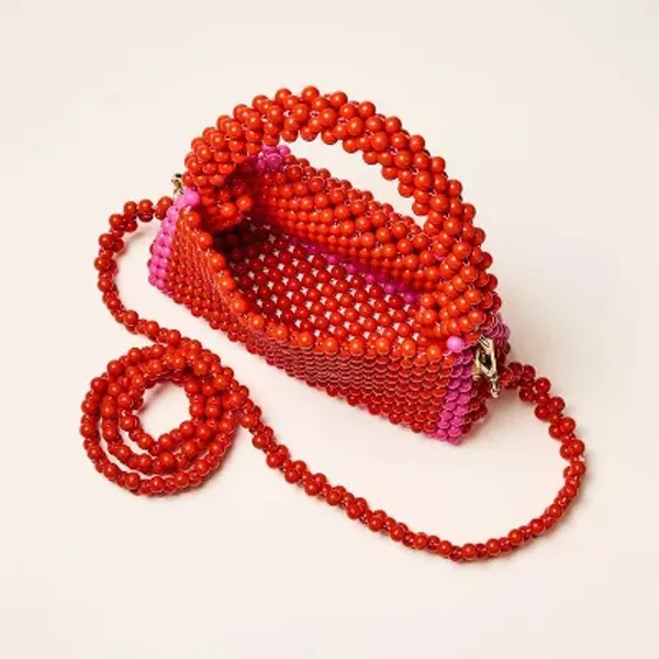 NWT Kate Spade x Target Women's Red & Pink Beaded Shoulder‎ Bag Casual - Image 2