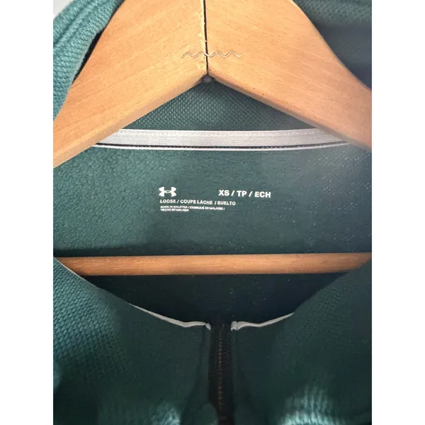 Under Armour‎ Green Quarter Zip Cropped Fleece Pullover Sweatshirt Womens XS - Image 3