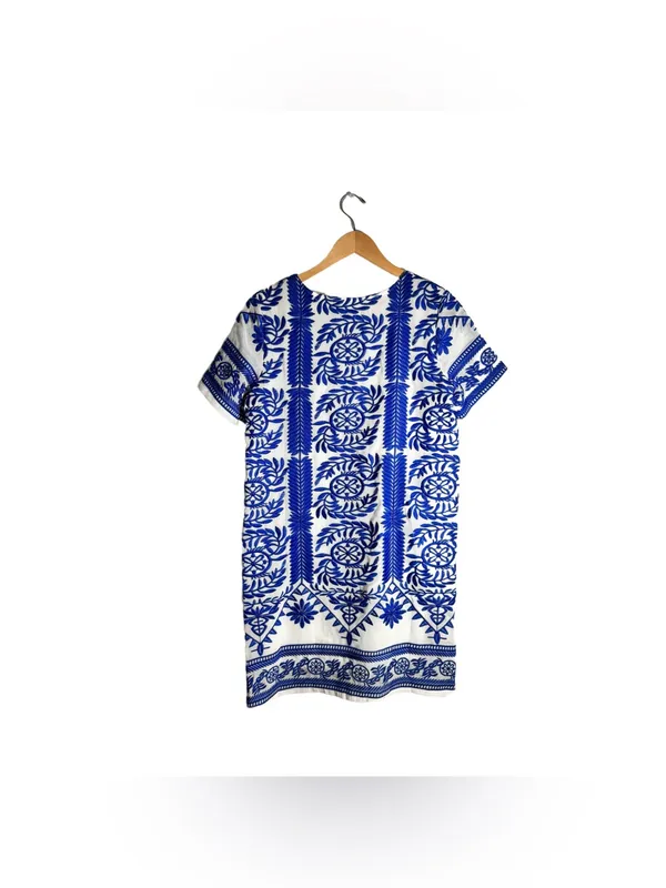 Lulu's Fond of You Shift Dress Women's Small Blue Embroidered Mini Coastal Vacay - Image 2
