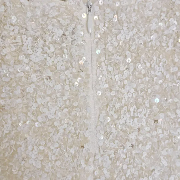 Retrofête Nikki Sequin Dress in White‎ Size XS Bridal Long Sleeve Mini - Image 12