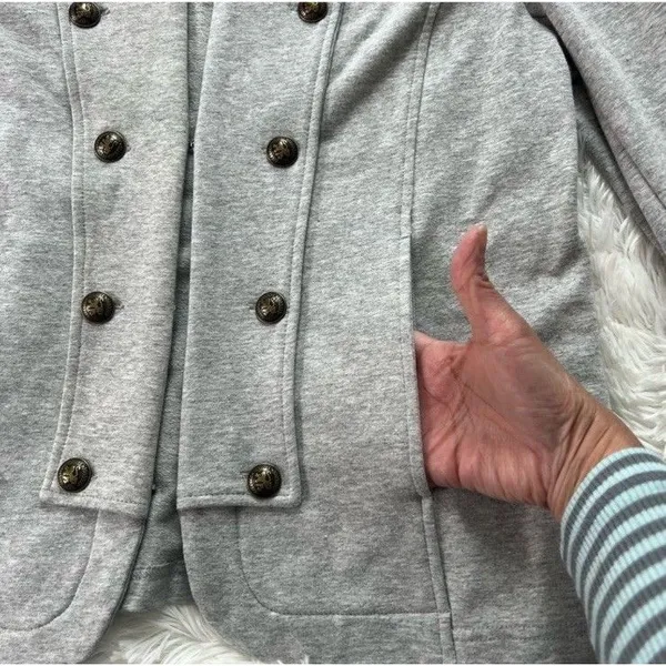 Tommy Hilfiger Gray Military Jacket Button Front Pockets Short Coat Size L/G - Image 8